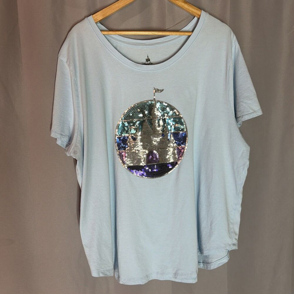 Disney Parks Sequin Disneyland Sleeping Beauty Castle T-Shirt 3X